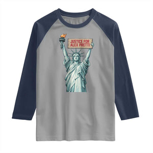 Statue Of Liberty Justice For Alex Pretti Tribute Gift Raglan Shirt TS12 Sport Gray Navy Print Your Wear