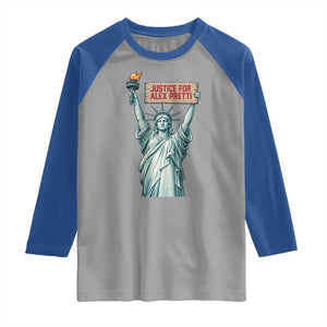 Statue Of Liberty Justice For Alex Pretti Tribute Gift Raglan Shirt TS12 Sport Gray Royal Print Your Wear