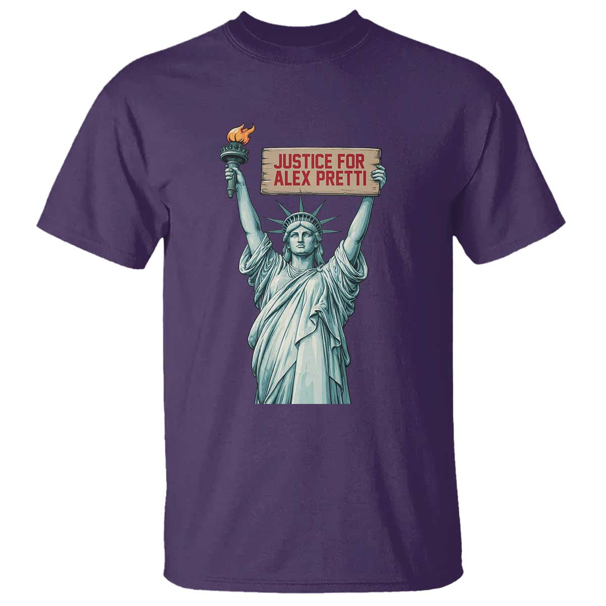 Statue Of Liberty Justice For Alex Pretti Tribute Gift T Shirt TS12 Purple Print Your Wear