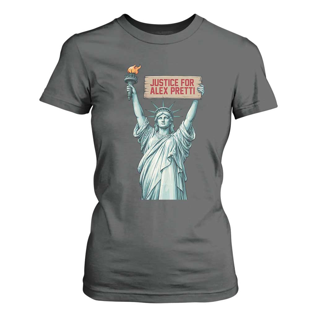 Statue Of Liberty Justice For Alex Pretti Tribute Gift T Shirt For Women TS12 Dark Heather Print Your Wear