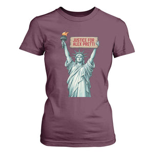 Statue Of Liberty Justice For Alex Pretti Tribute Gift T Shirt For Women TS12 Maroon Print Your Wear