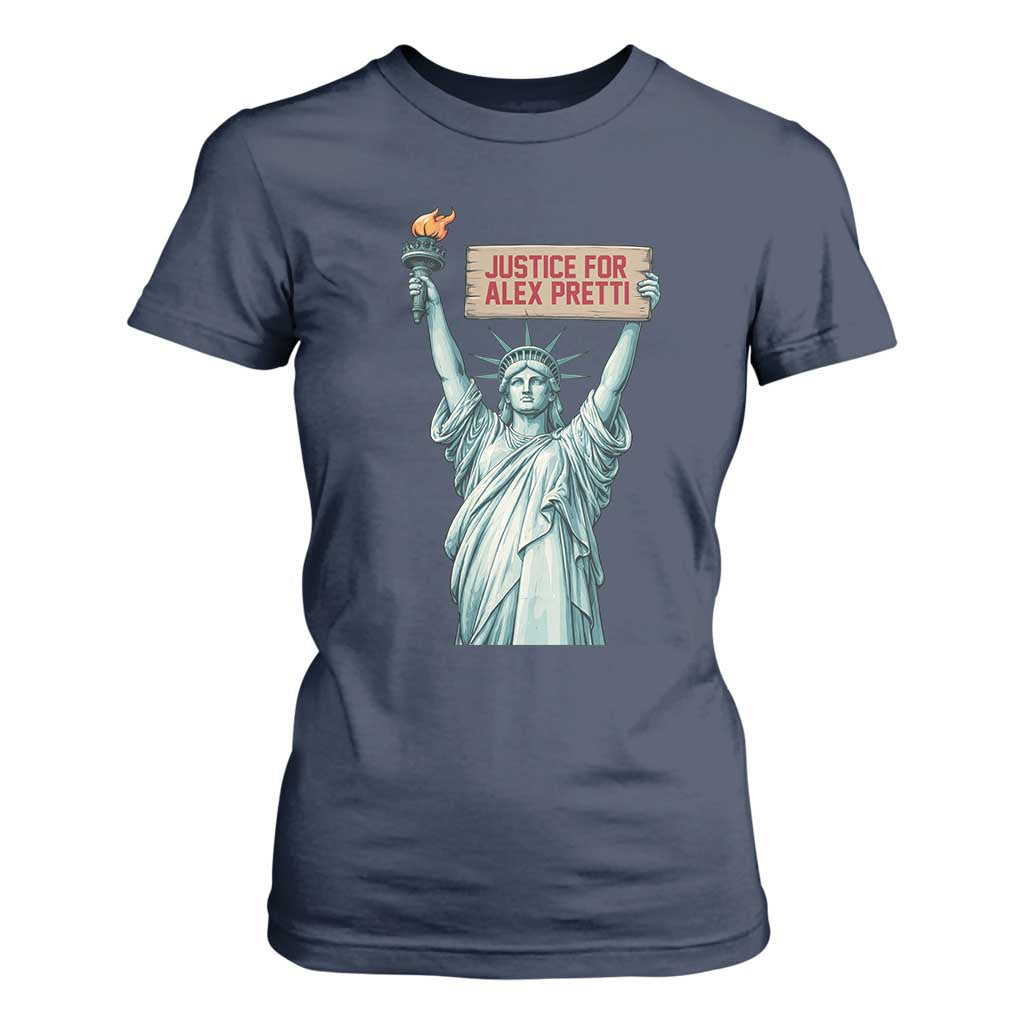 Statue Of Liberty Justice For Alex Pretti Tribute Gift T Shirt For Women TS12 Navy Print Your Wear