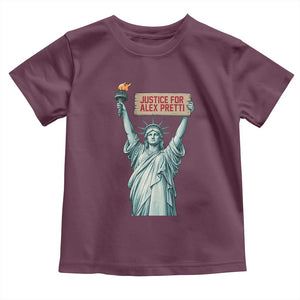 Statue Of Liberty Justice For Alex Pretti Tribute Gift Toddler T Shirt TS12 Maroon Print Your Wear