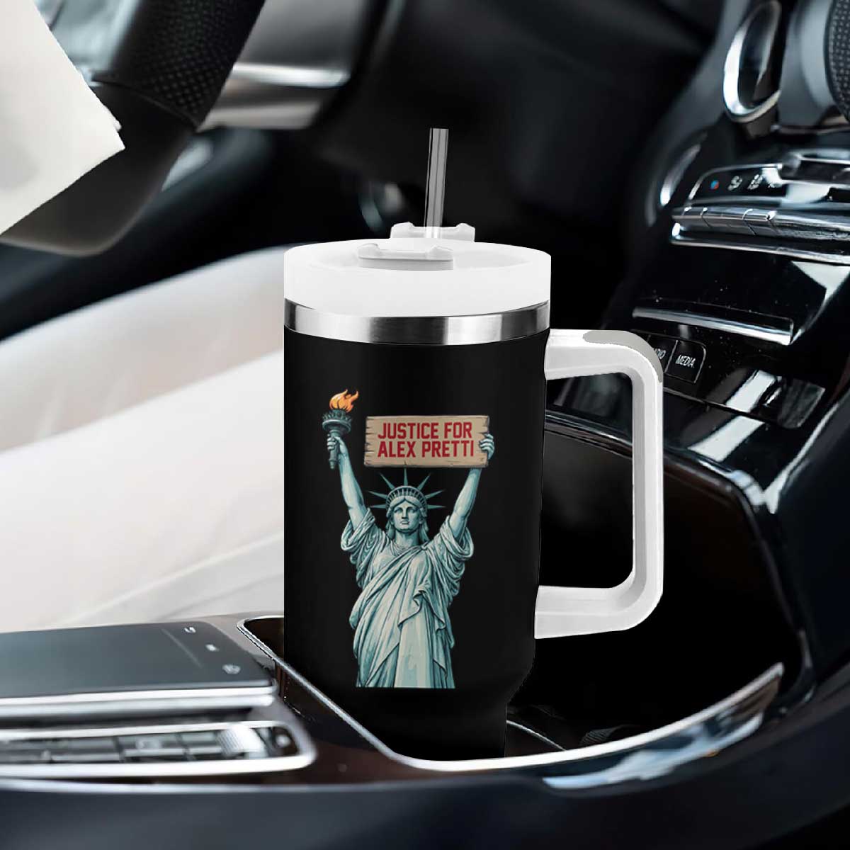 Statue Of Liberty Justice For Alex Pretti Tribute Gift Tumbler With Handle TS12 Print Your Wear