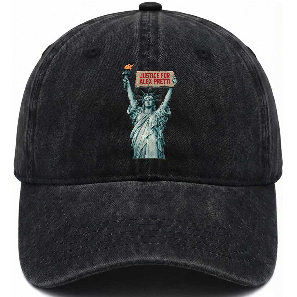 Statue Of Liberty Justice For Alex Pretti Tribute Gift Washed Cotton Baseball Cap TS12 Print Your Wear