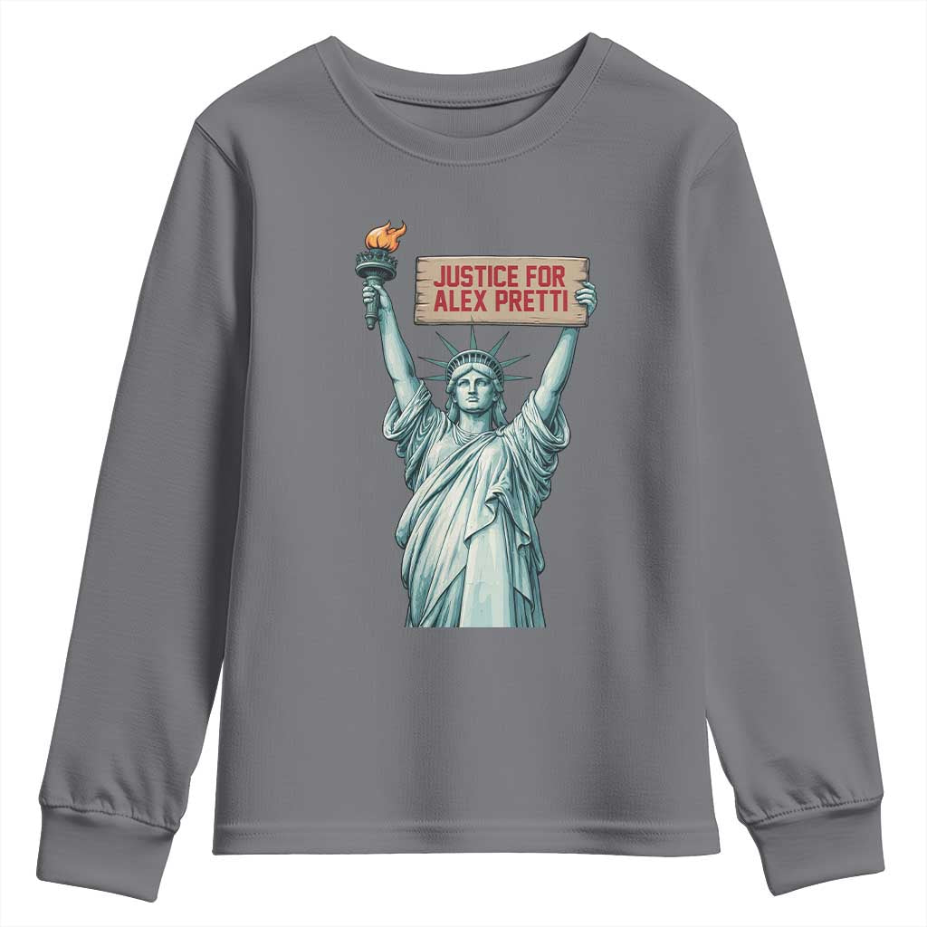 Statue Of Liberty Justice For Alex Pretti Tribute Gift Youth Sweatshirt TS12 Charcoal Print Your Wear
