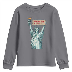 Statue Of Liberty Justice For Alex Pretti Tribute Gift Youth Sweatshirt TS12 Charcoal Print Your Wear