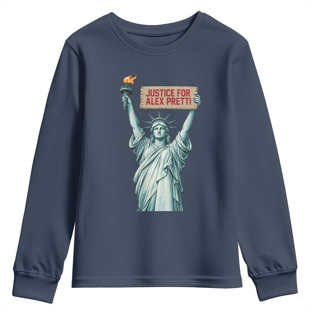Statue Of Liberty Justice For Alex Pretti Tribute Gift Youth Sweatshirt TS12 Navy Print Your Wear