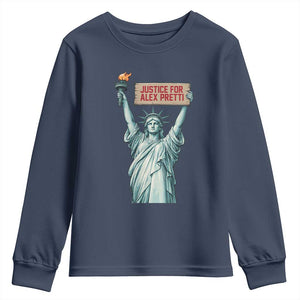 Statue Of Liberty Justice For Alex Pretti Tribute Gift Youth Sweatshirt TS12 Navy Print Your Wear