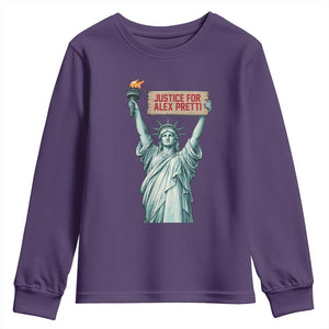 Statue Of Liberty Justice For Alex Pretti Tribute Gift Youth Sweatshirt TS12 Purple Print Your Wear