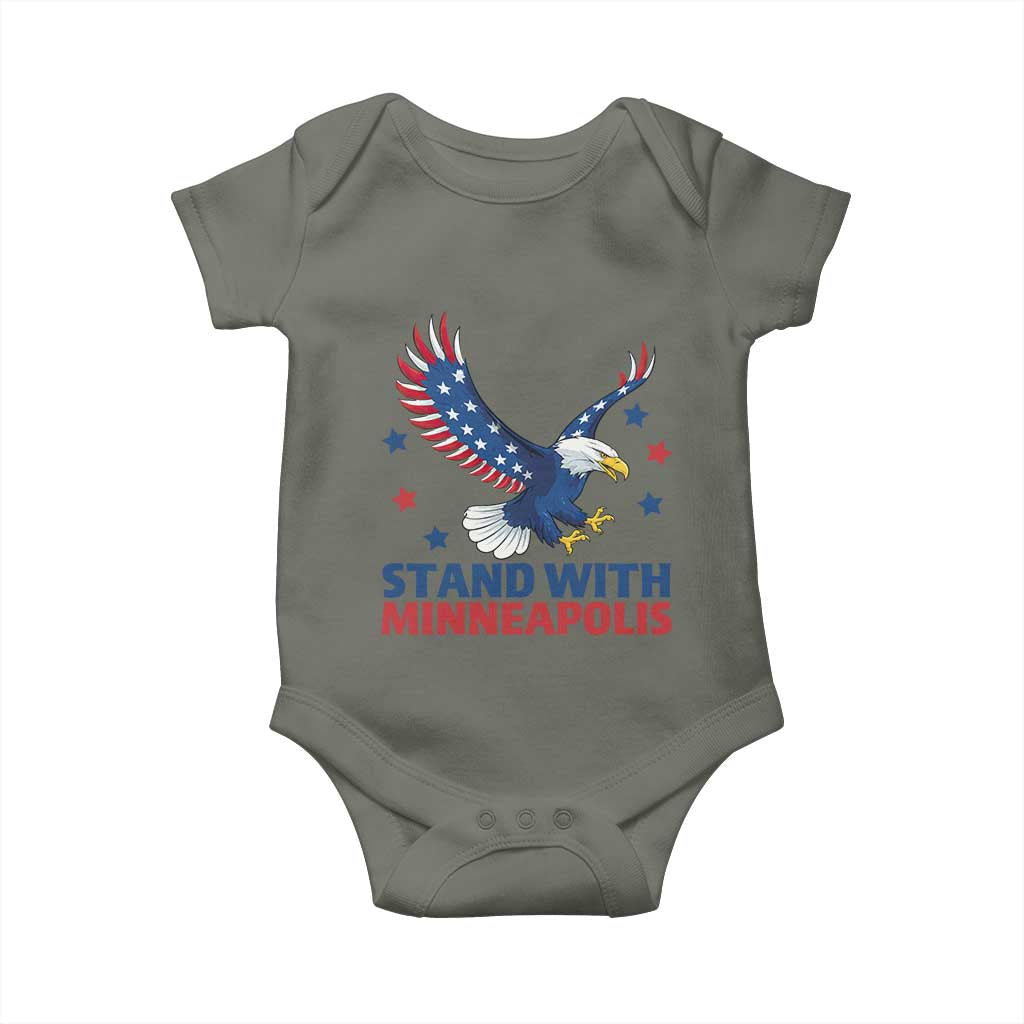 Stand With Minneapolis Baby Onesie American Eagle Protest Gift TS12 Military Green Print Your Wear