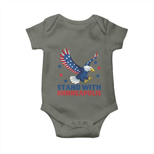 Stand With Minneapolis Baby Onesie American Eagle Protest Gift TS12 Military Green Print Your Wear