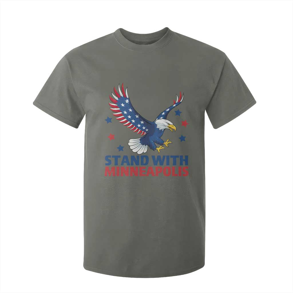 Stand With Minneapolis T Shirt For Kid American Eagle Protest Gift TS12 Military Green Print Your Wear