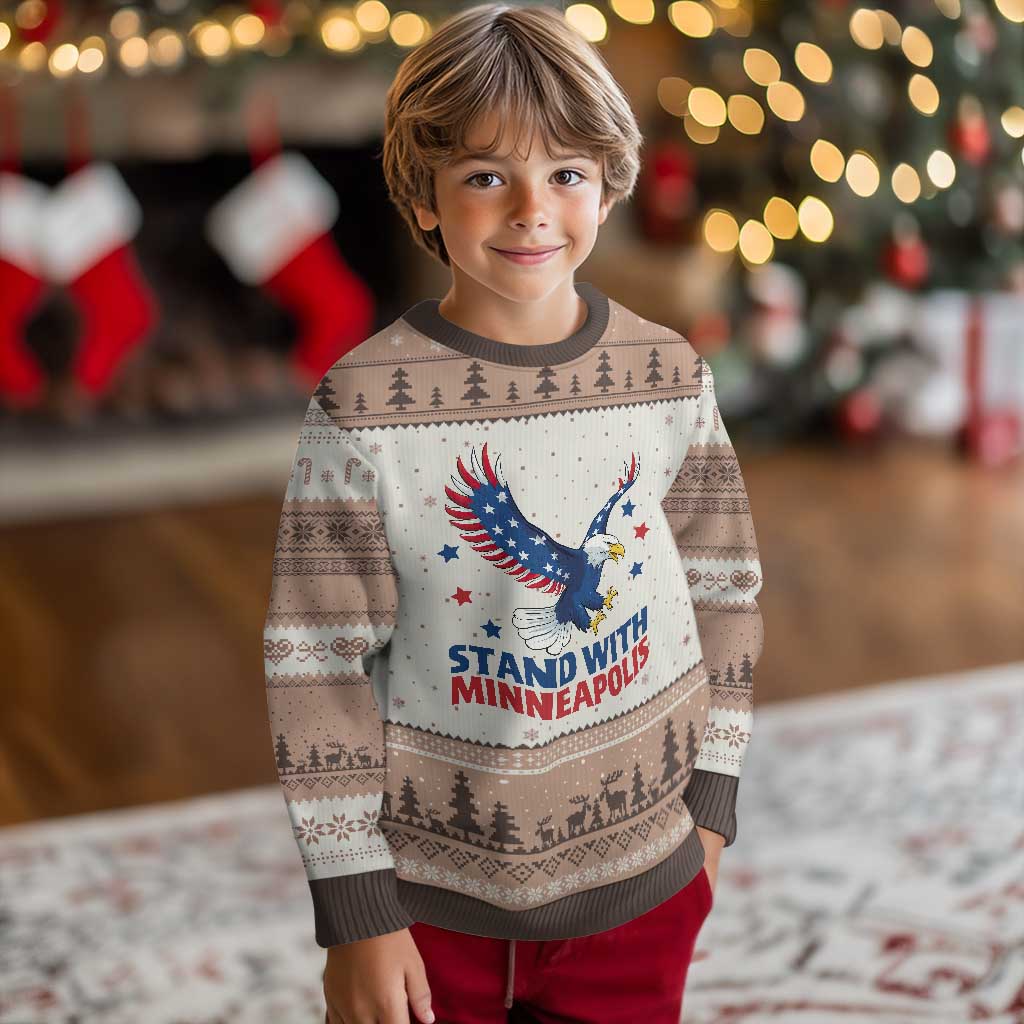 Stand With Minneapolis Ugly Christmas Sweater American Eagle Protest Gift TS12 Mocha Mousse Print Your Wear