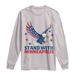 Stand With Minneapolis Long Sleeve Shirt American Eagle Protest Gift TS12 Ice Gray Print Your Wear