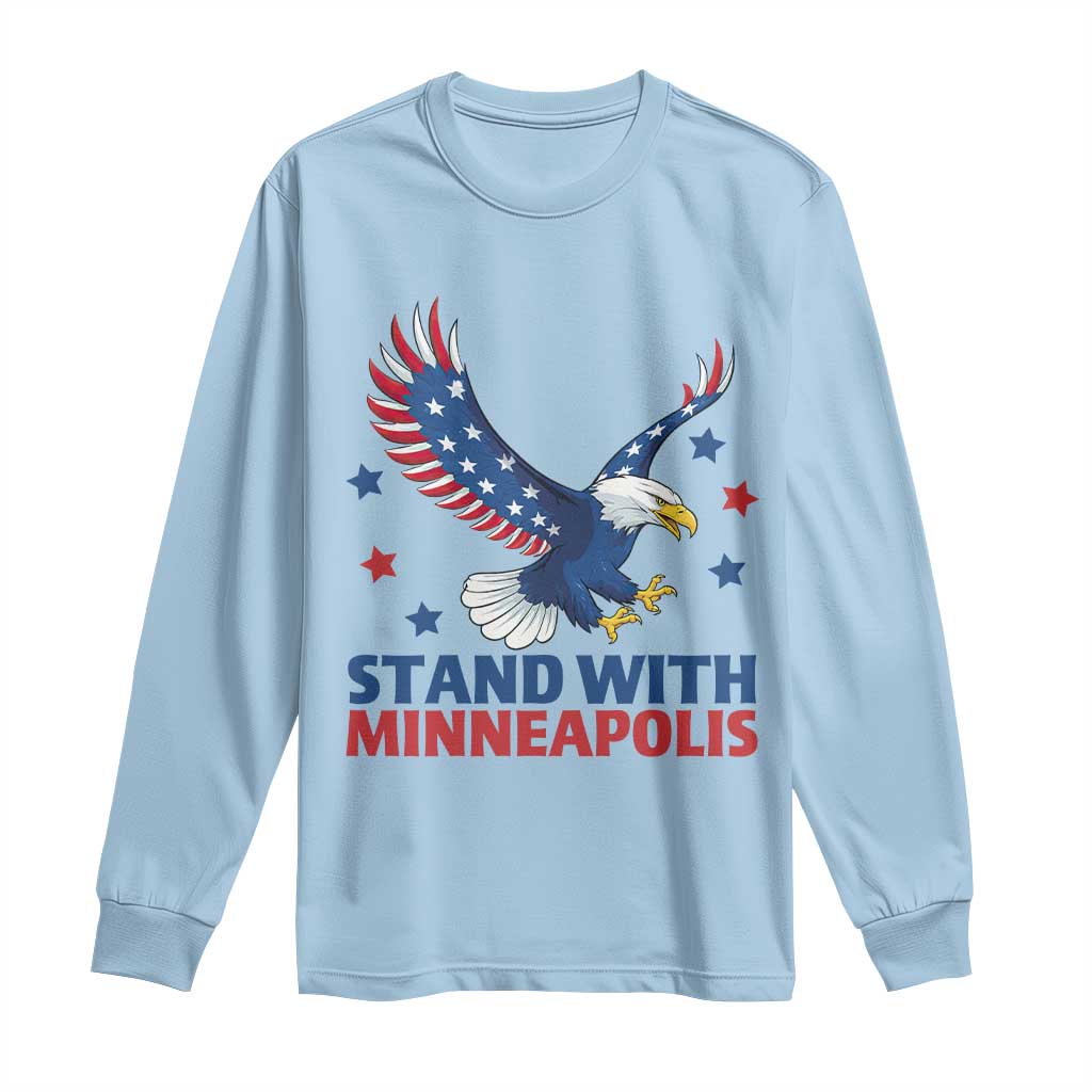 Stand With Minneapolis Long Sleeve Shirt American Eagle Protest Gift TS12 Light Blue Print Your Wear