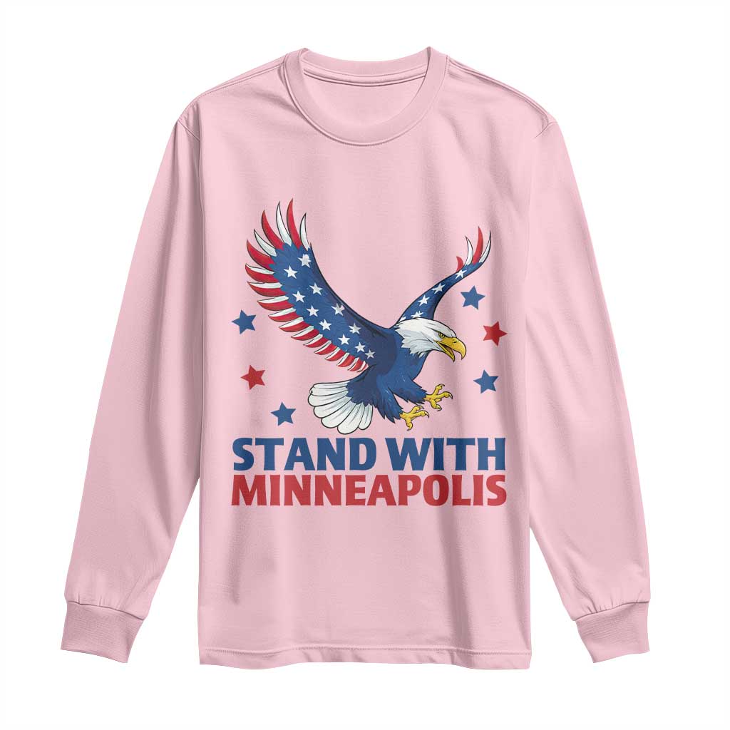 Stand With Minneapolis Long Sleeve Shirt American Eagle Protest Gift TS12 Light Pink Print Your Wear