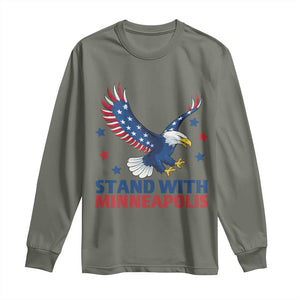 Stand With Minneapolis Long Sleeve Shirt American Eagle Protest Gift TS12 Military Green Print Your Wear