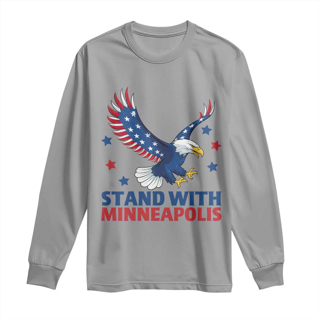 Stand With Minneapolis Long Sleeve Shirt American Eagle Protest Gift TS12 Sport Gray Print Your Wear