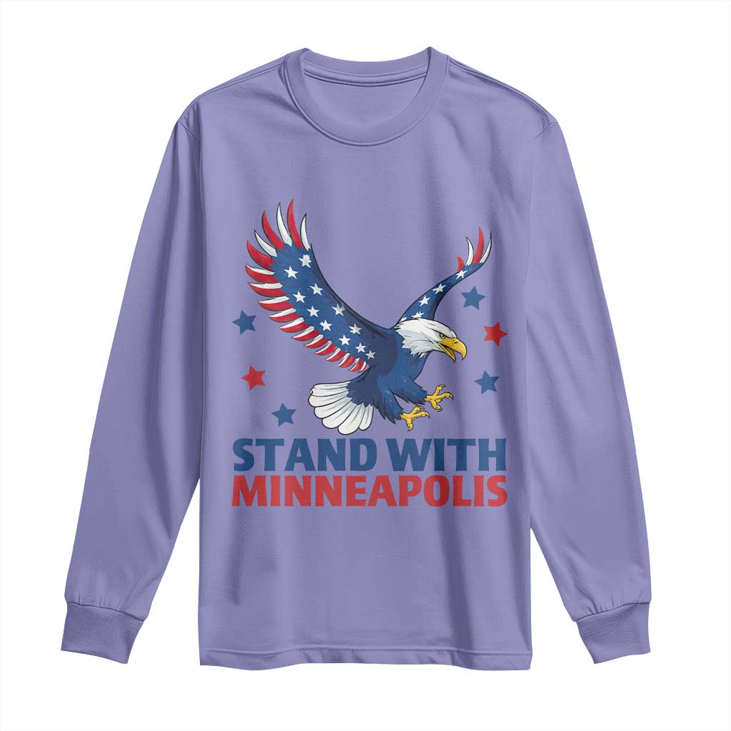 Stand With Minneapolis Long Sleeve Shirt American Eagle Protest Gift TS12 Violet Print Your Wear