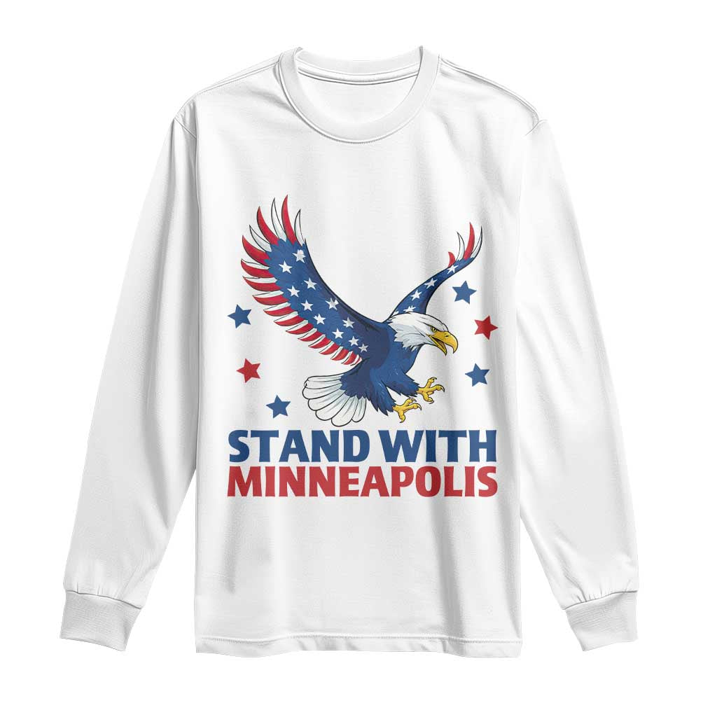 Stand With Minneapolis Long Sleeve Shirt American Eagle Protest Gift TS12 White Print Your Wear