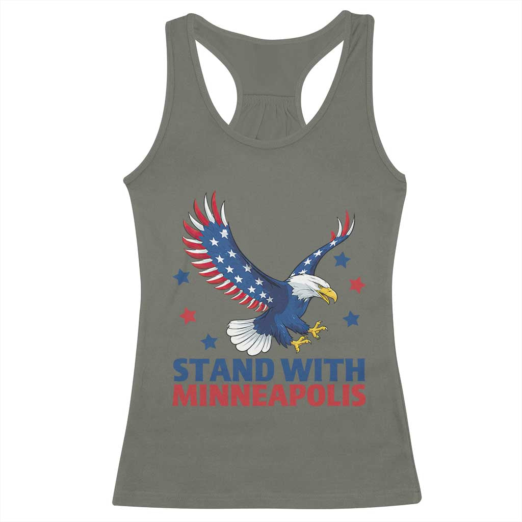 Stand With Minneapolis Racerback Tank Top American Eagle Protest Gift TS12 Military Green Print Your Wear