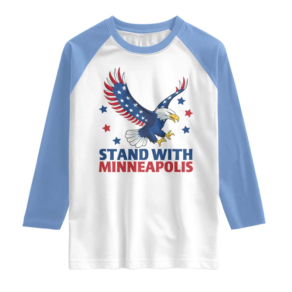 Stand With Minneapolis Raglan Shirt American Eagle Protest Gift TS12 White Carolina Blue Print Your Wear