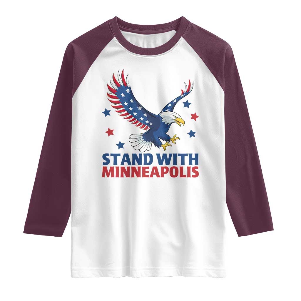 Stand With Minneapolis Raglan Shirt American Eagle Protest Gift TS12 White Maroon Print Your Wear