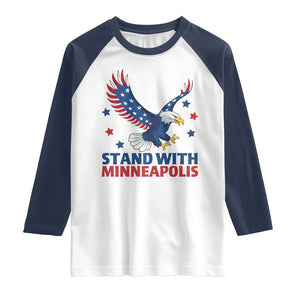 Stand With Minneapolis Raglan Shirt American Eagle Protest Gift TS12 White Navy Print Your Wear