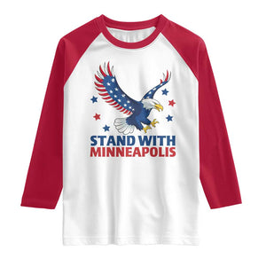 Stand With Minneapolis Raglan Shirt American Eagle Protest Gift TS12 White Red Print Your Wear