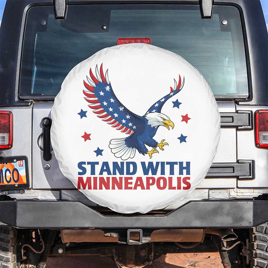 Stand With Minneapolis Spare Tire Cover American Eagle Protest Gift TS12 No hole White Print Your Wear
