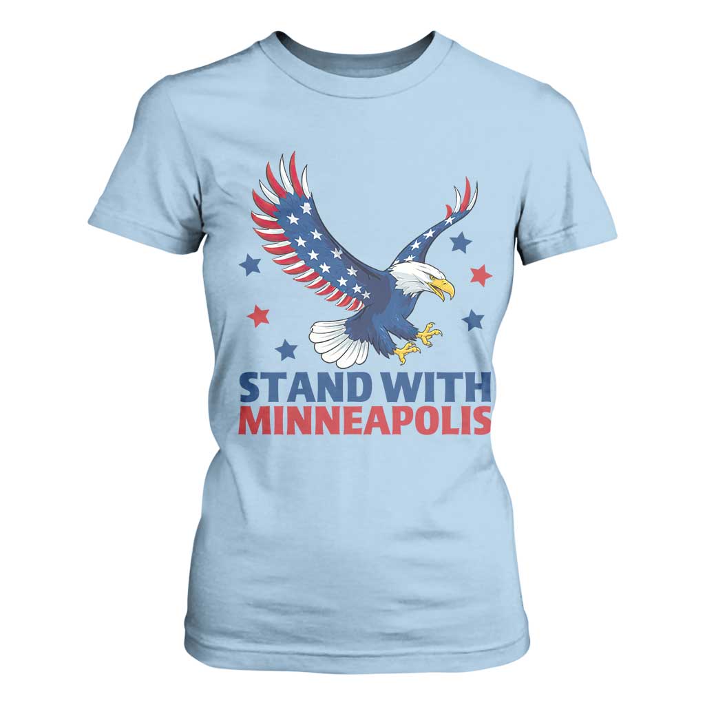 Stand With Minneapolis T Shirt For Women American Eagle Protest Gift TS12 Light Blue Print Your Wear