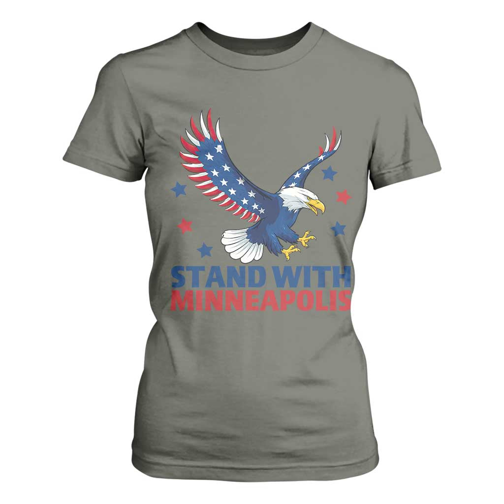 Stand With Minneapolis T Shirt For Women American Eagle Protest Gift TS12 Military Green Print Your Wear