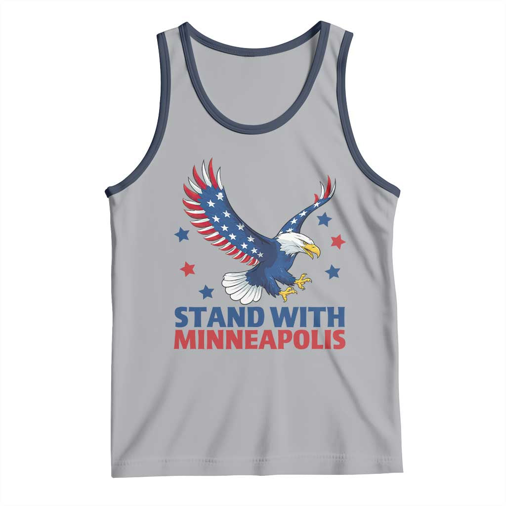 Stand With Minneapolis Tank Top American Eagle Protest Gift TS12 Athletic Heather Navy Print Your Wear