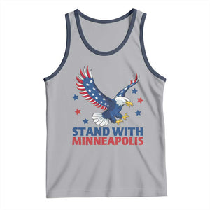 Stand With Minneapolis Tank Top American Eagle Protest Gift TS12 Athletic Heather Navy Print Your Wear