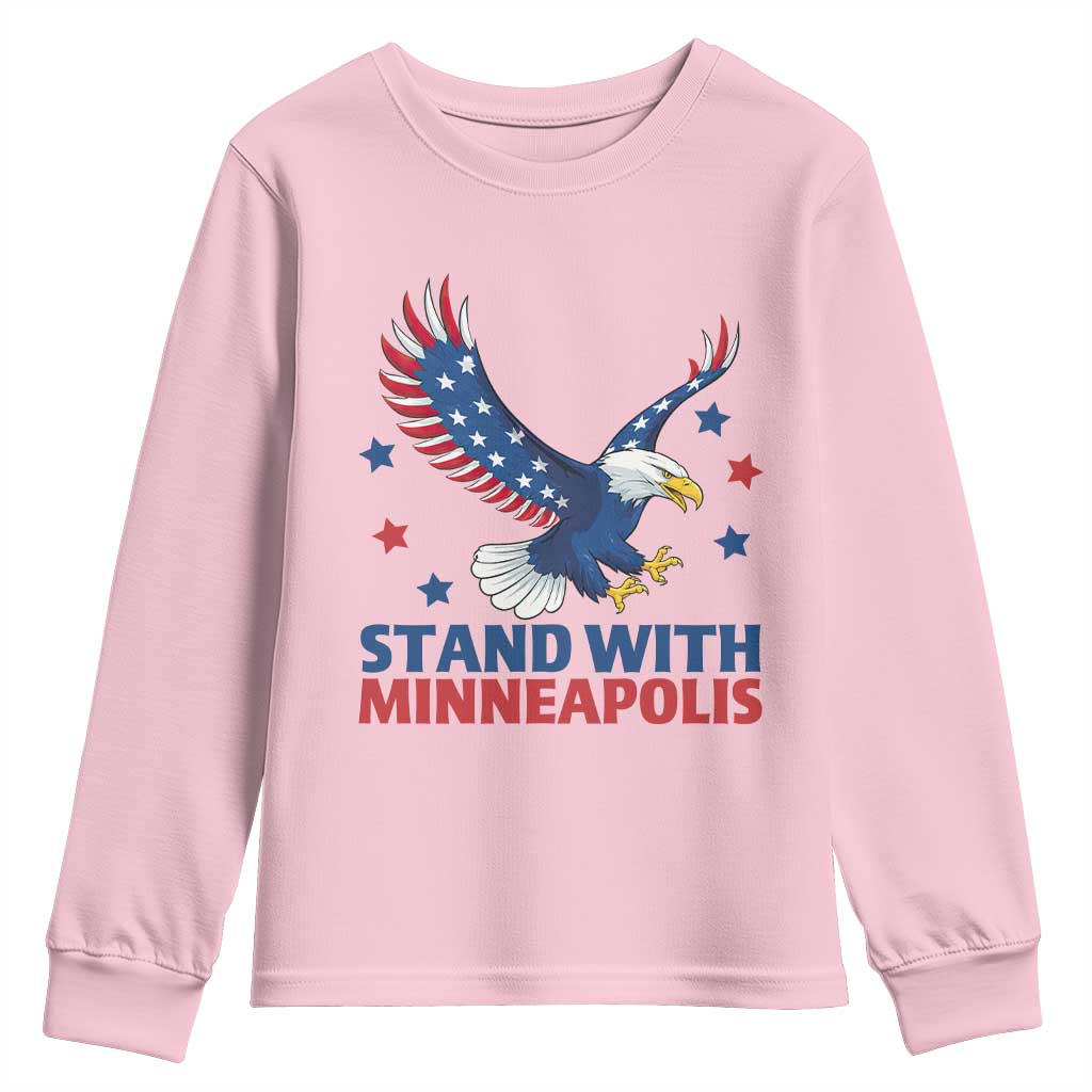 Stand With Minneapolis Youth Sweatshirt American Eagle Protest Gift TS12 Light Pink Print Your Wear