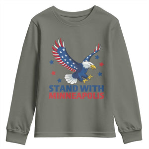 Stand With Minneapolis Youth Sweatshirt American Eagle Protest Gift TS12 Military Green Print Your Wear