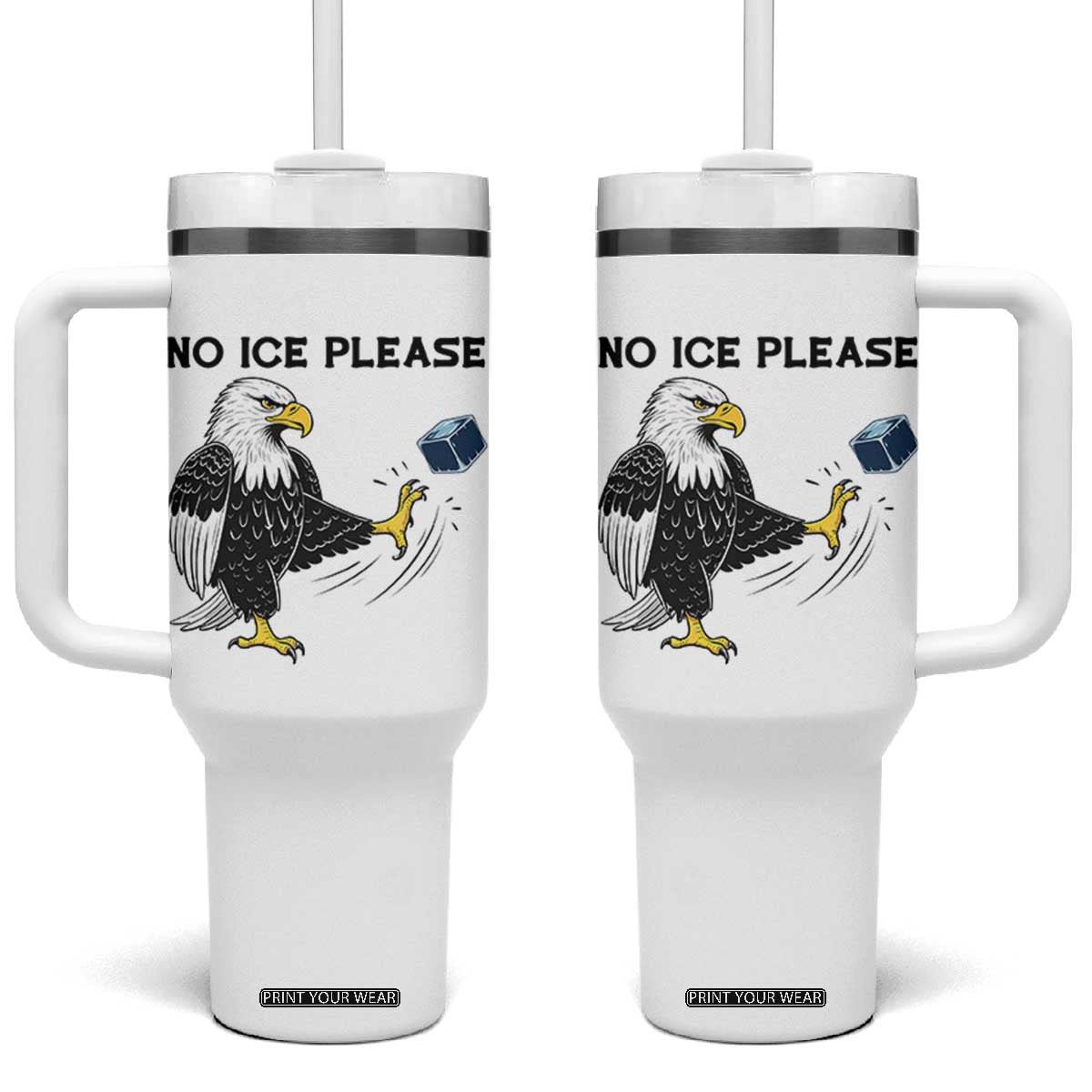 American Eagle No Ice Please Tumbler With Handle Minneapolis Support Gift TS12 One Size: 40 oz White Print Your Wear