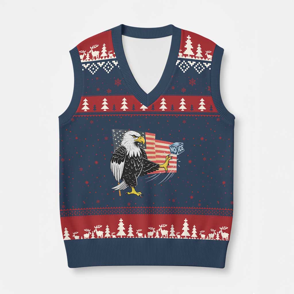 Solidarity With Minneapolis V-Neck Knit Sweater Vest American Eagle No Ice Please Support TS12 Navy Red Print Your Wear