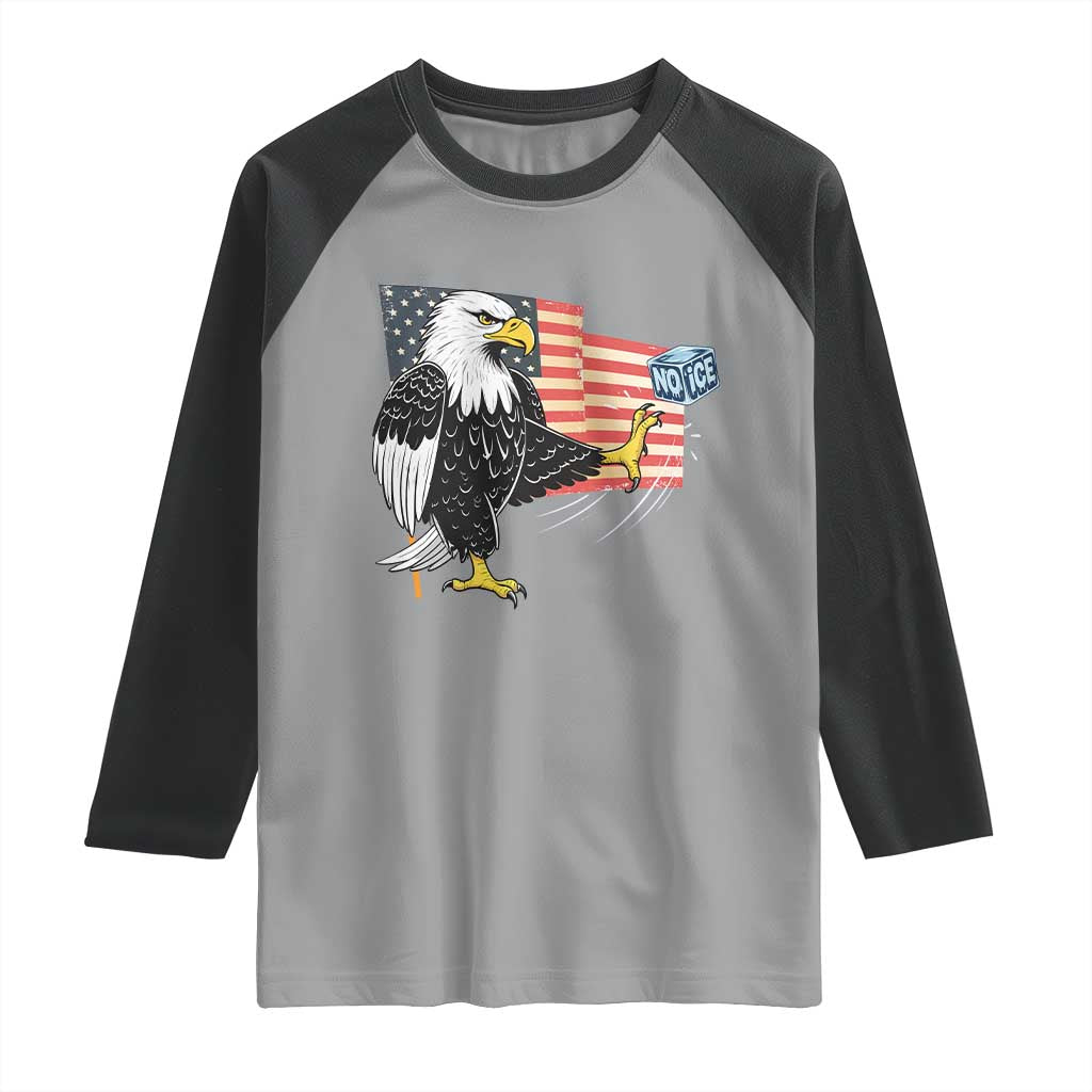 Solidarity With Minneapolis Raglan Shirt American Eagle No Ice Please Support TS12 Sport Gray Black Print Your Wear