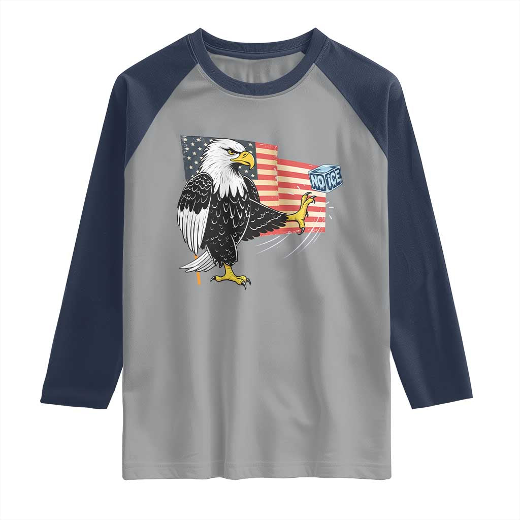 Solidarity With Minneapolis Raglan Shirt American Eagle No Ice Please Support TS12 Sport Gray Navy Print Your Wear