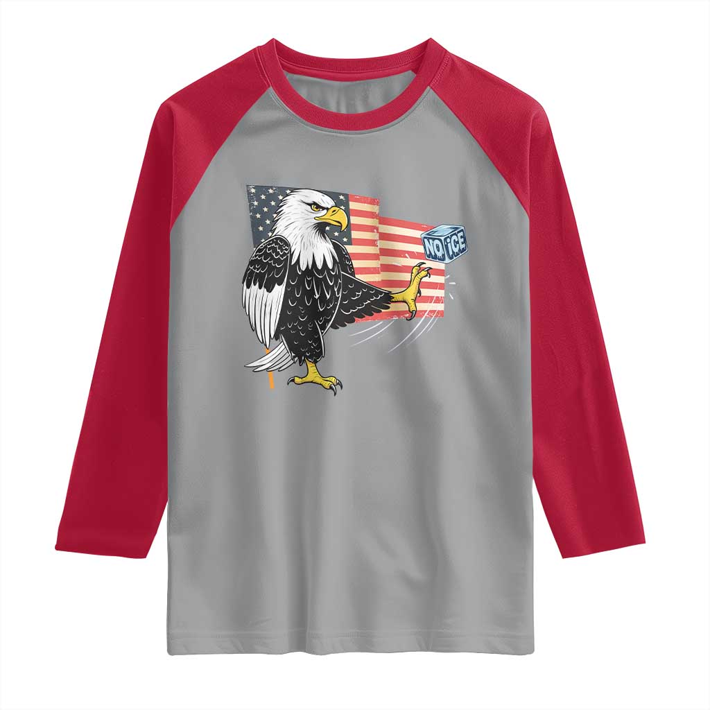 Solidarity With Minneapolis Raglan Shirt American Eagle No Ice Please Support TS12 Sport Gray Red Print Your Wear