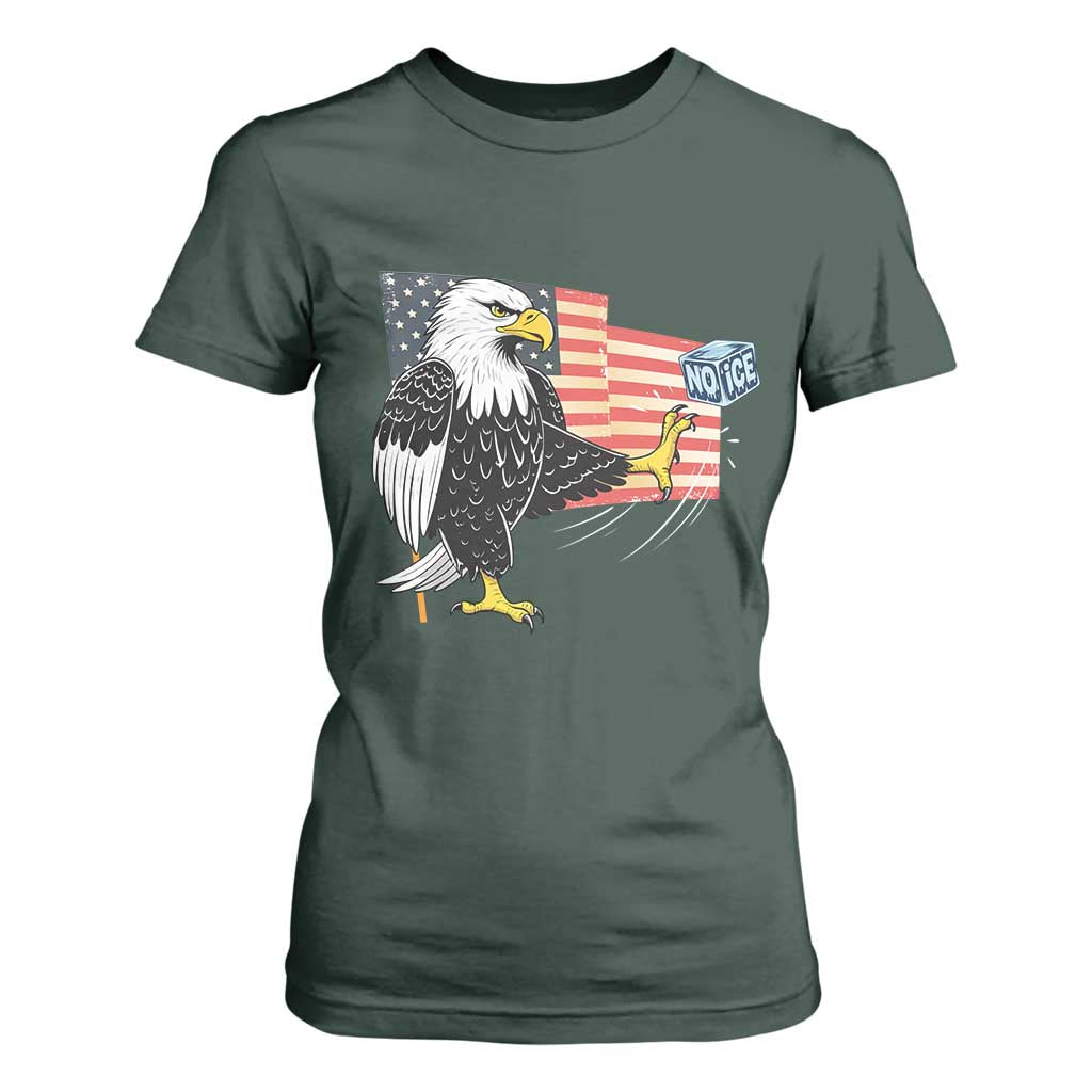 Solidarity With Minneapolis T Shirt For Women American Eagle No Ice Please Support TS12 Dark Forest Green Print Your Wear
