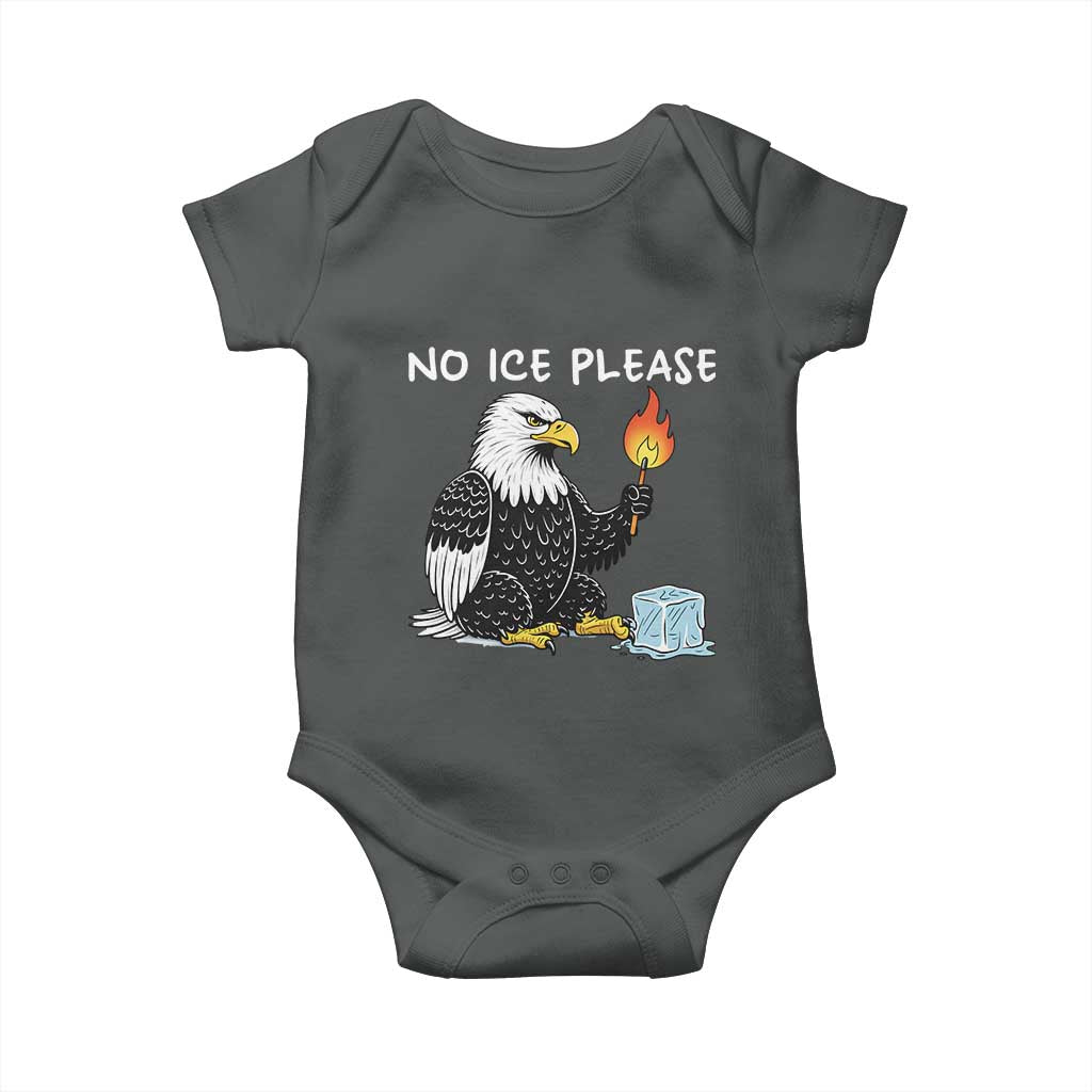 No Ice Please Baby Onesie Funny American Eagle Social Justice Gift TS12 Dark Heather Print Your Wear
