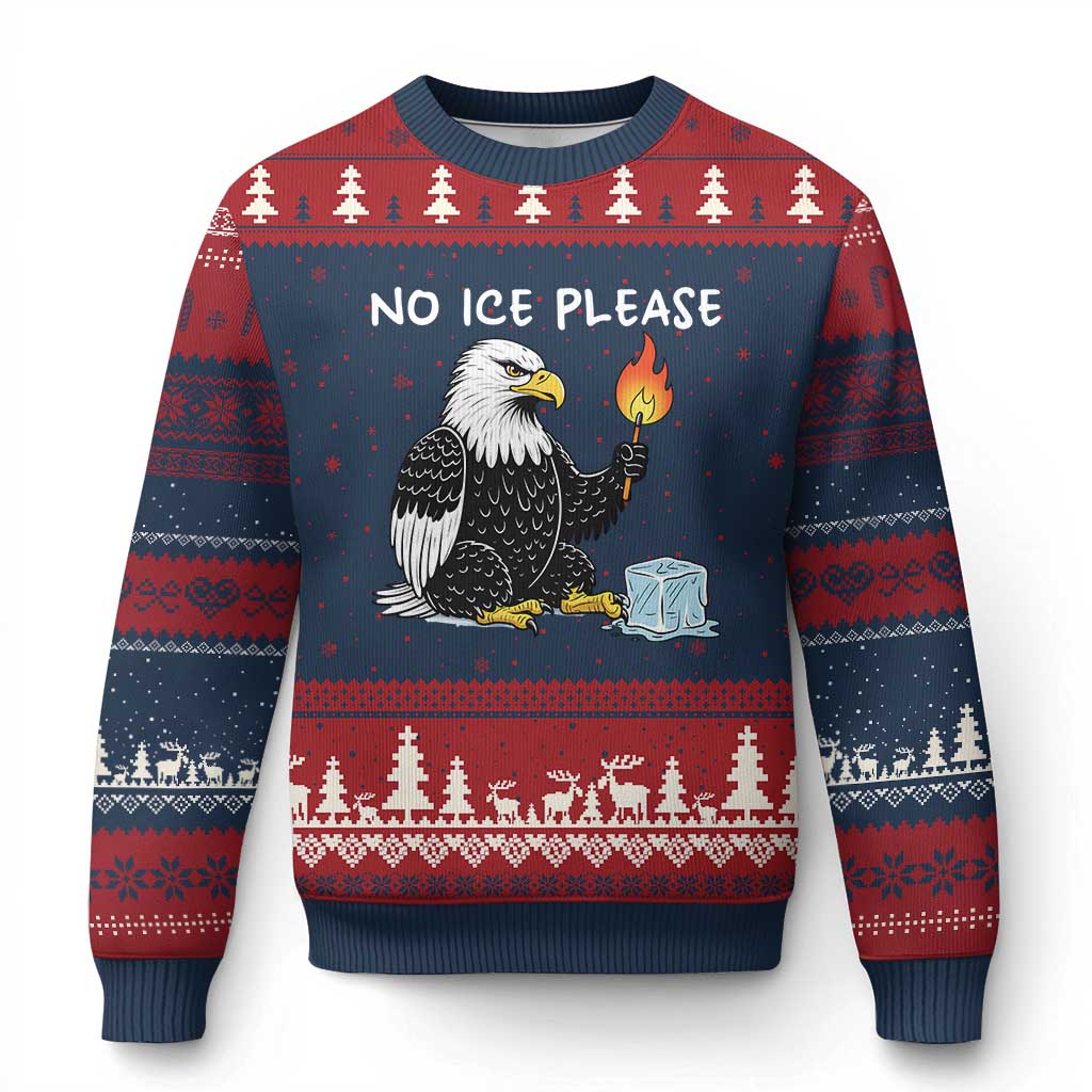 No Ice Please Ugly Christmas Sweater Funny American Eagle Social Justice Gift TS12 Navy Red Print Your Wear