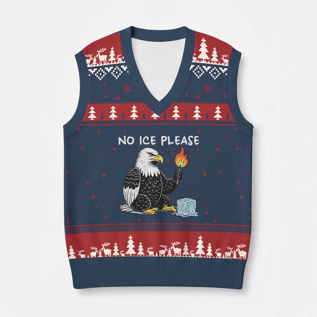 No Ice Please V-Neck Knit Sweater Vest Funny American Eagle Social Justice Gift TS12 Navy Red Print Your Wear
