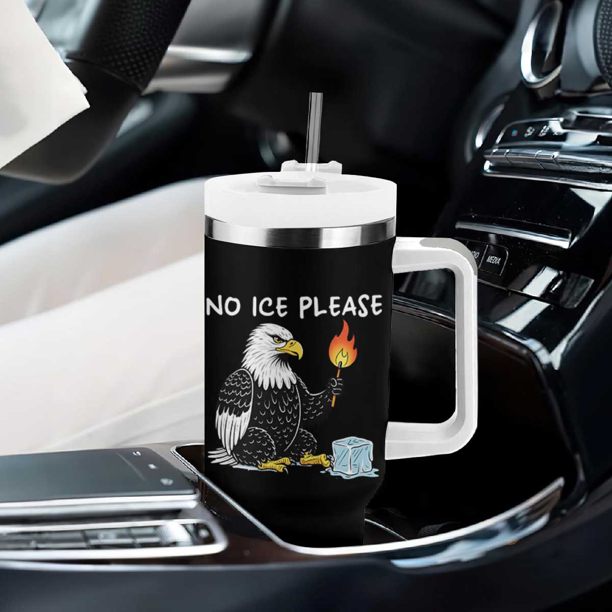 No Ice Please Tumbler With Handle Funny American Eagle Social Justice Gift TS12 Print Your Wear