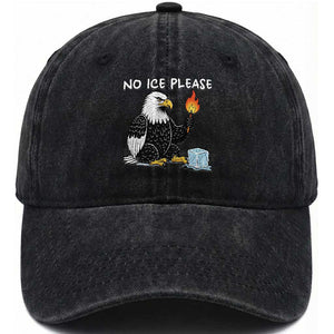 No Ice Please Washed Cotton Baseball Cap Funny American Eagle Social Justice Gift TS12 Print Your Wear