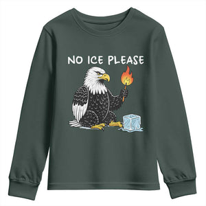 No Ice Please Youth Sweatshirt Funny American Eagle Social Justice Gift TS12 Dark Forest Green Print Your Wear