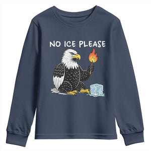 No Ice Please Youth Sweatshirt Funny American Eagle Social Justice Gift TS12 Navy Print Your Wear